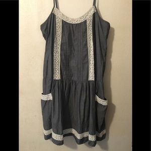 Adorable denim and lace smock dress